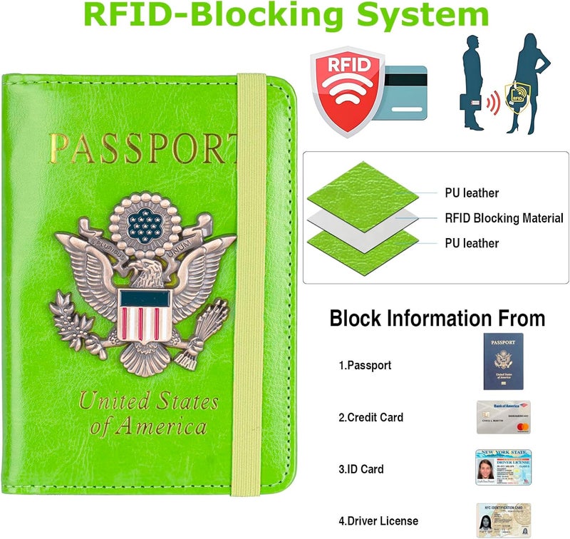 FACATH Premium Passport Holder for Travel, RFID Blocking Passport Cover Slim, Durable & Travel-Friendly, Passport Wallet Keep Your Documents Safe & Organized (Green) - Image 2